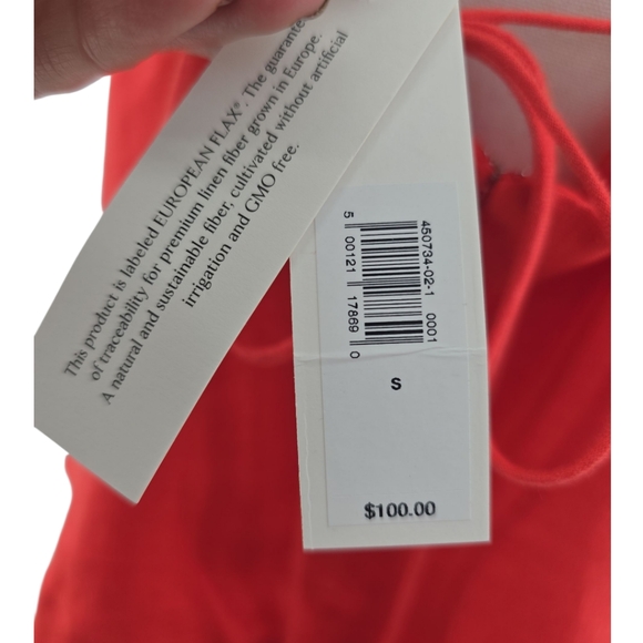 Banana Republic NWT European Flax 100% Linen Top in Coral Size Small Retail $100 - Picture 4 of 11